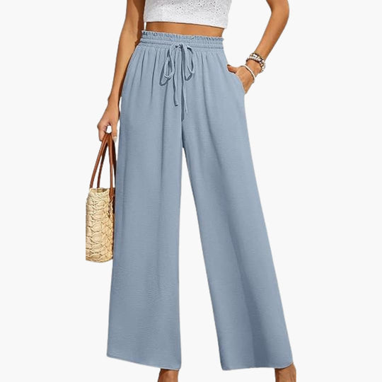 Women's Wide-Leg Trousers with Adjustable Drawstring Waistband