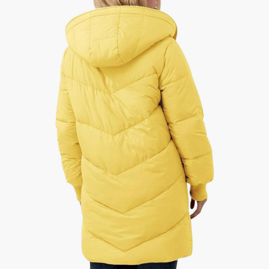 Women’s Hooded Puffer Coat with Fleece Lining and Slim Fit
