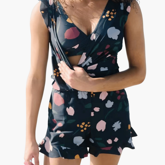 Women’s One - Piece Swimsuit with Wrap Cut and Elasticated Waistband