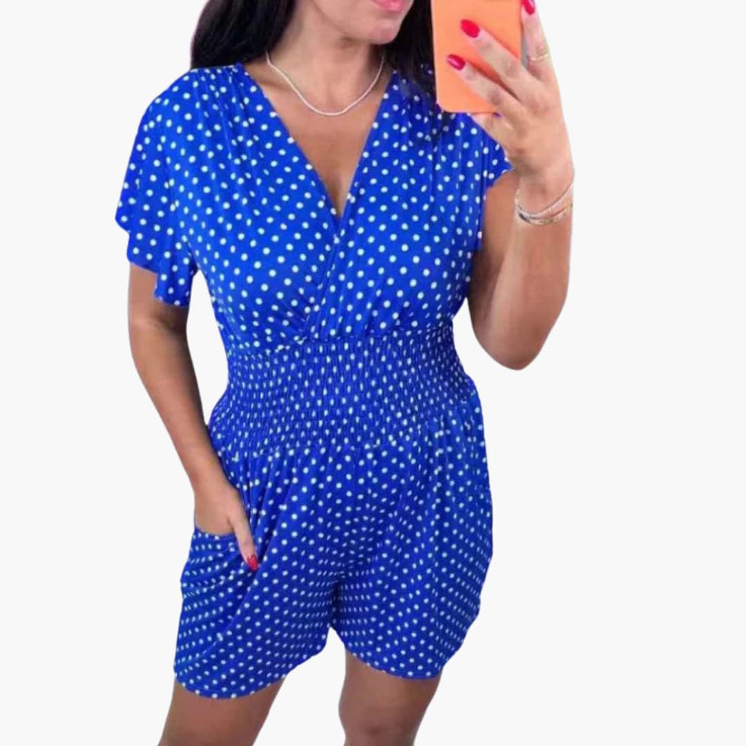 Women’s V-Neck Playsuit with Side Pockets