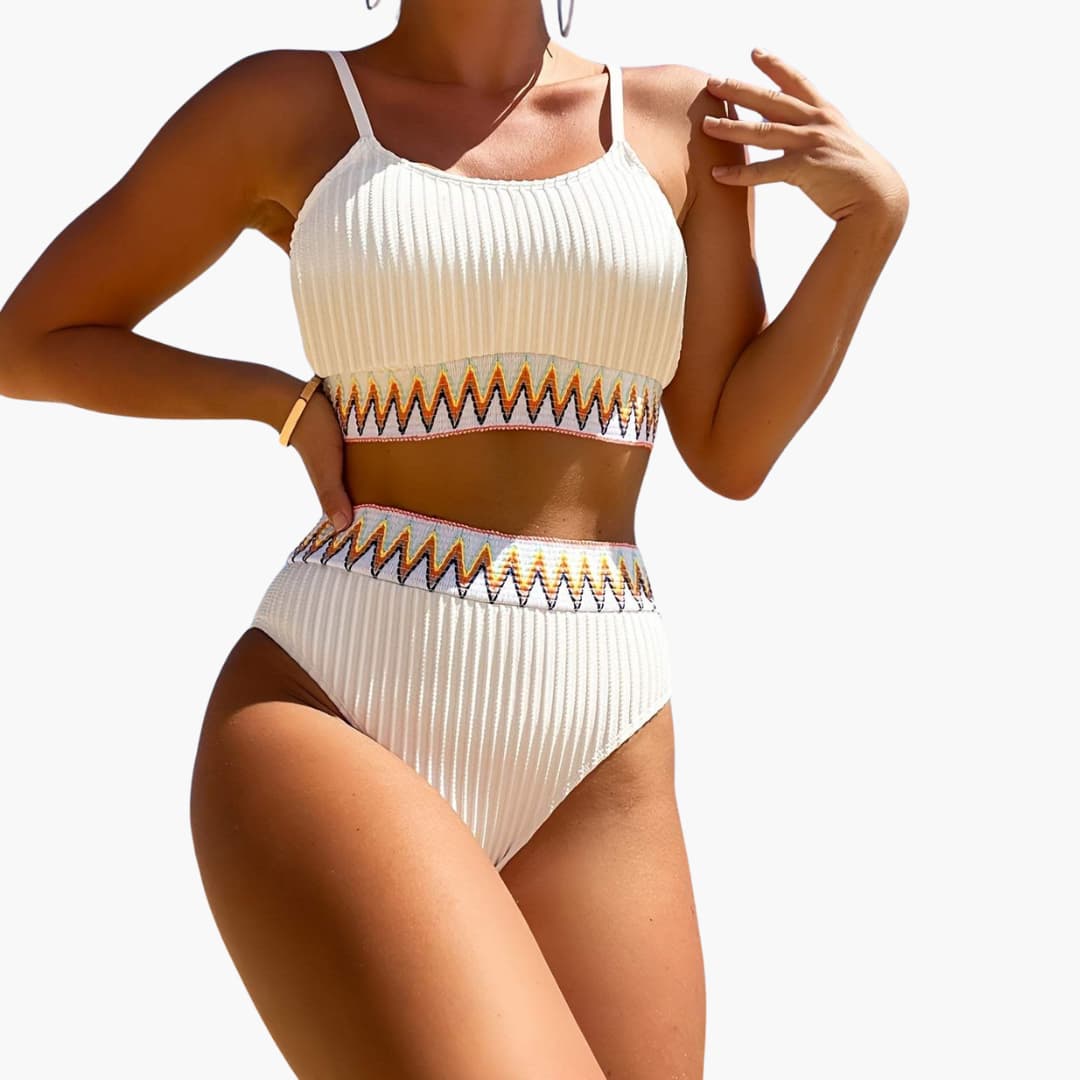 Women’s Bikini Set with Wide Straps and High-Waisted Bottoms