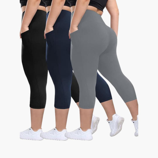 Women’s High-Waisted Capri Trousers with Pockets