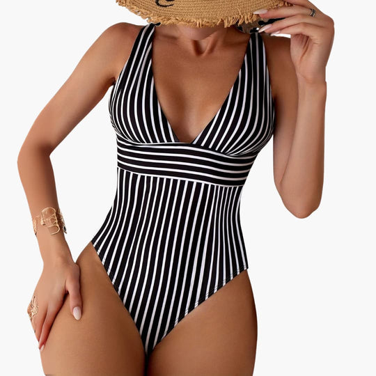Women’s One-Piece Swimsuit with V-Neckline and High-Cut Legs