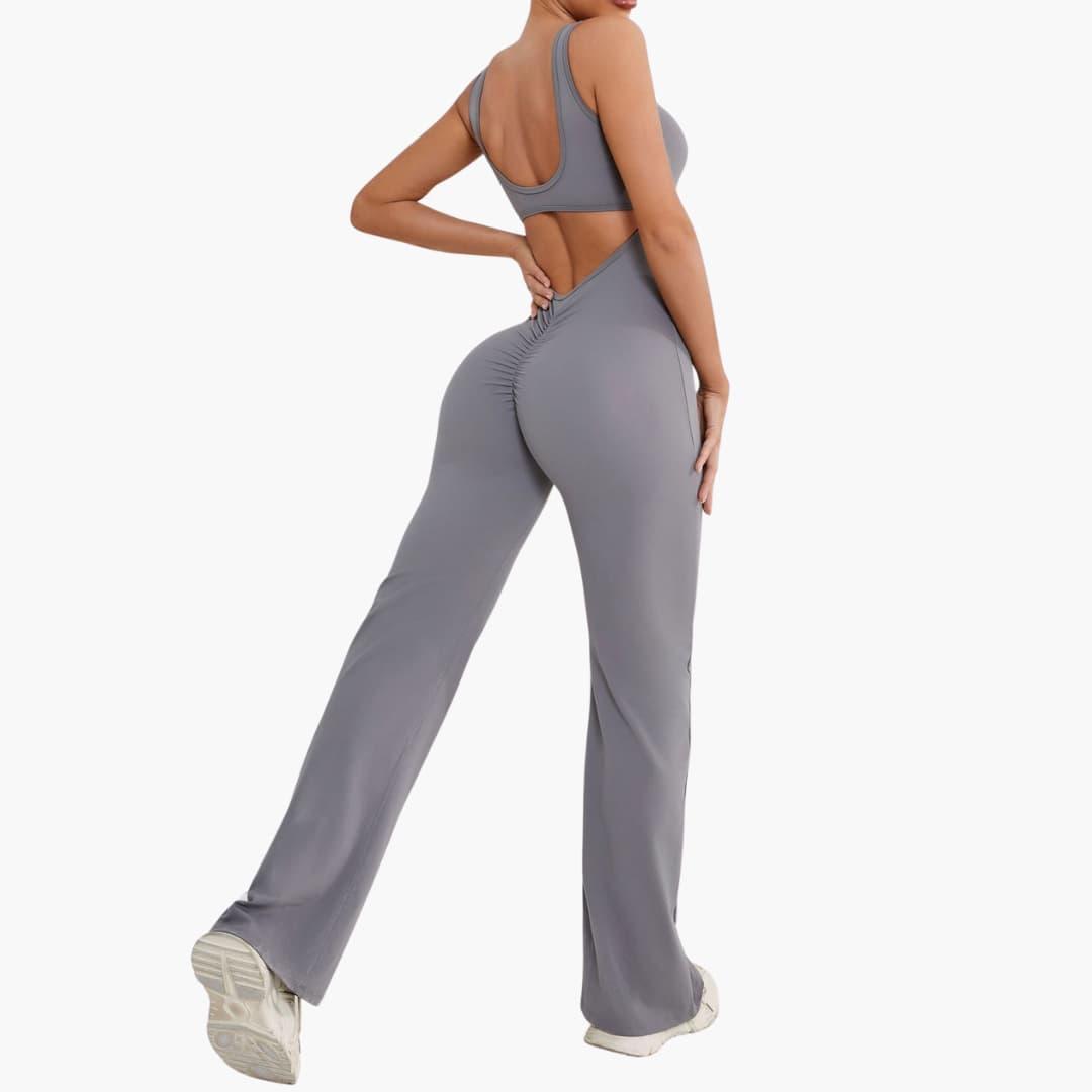 Women's Activewear Tracksuit with Sleeveless Scoop Neck and Flared Leg Trousers