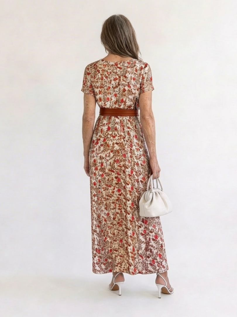 Lyra | Elegant Floral V-Neck Midi Dress
