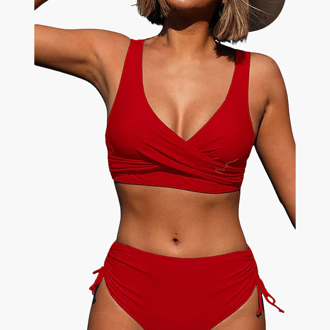Women’s Bikini Set with High - Waisted Bottoms and Fitted Silhouette