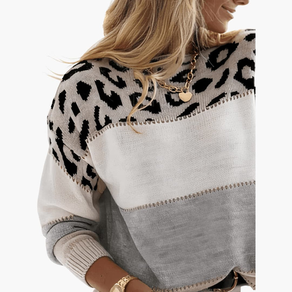 Women's Jumper with Colour-Block Design and Long Sleeves