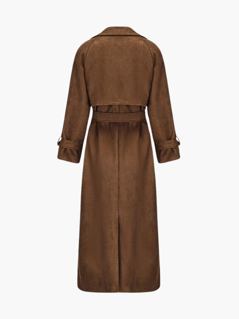 Women’s Double-Breasted Trench Coat with Belted Waist