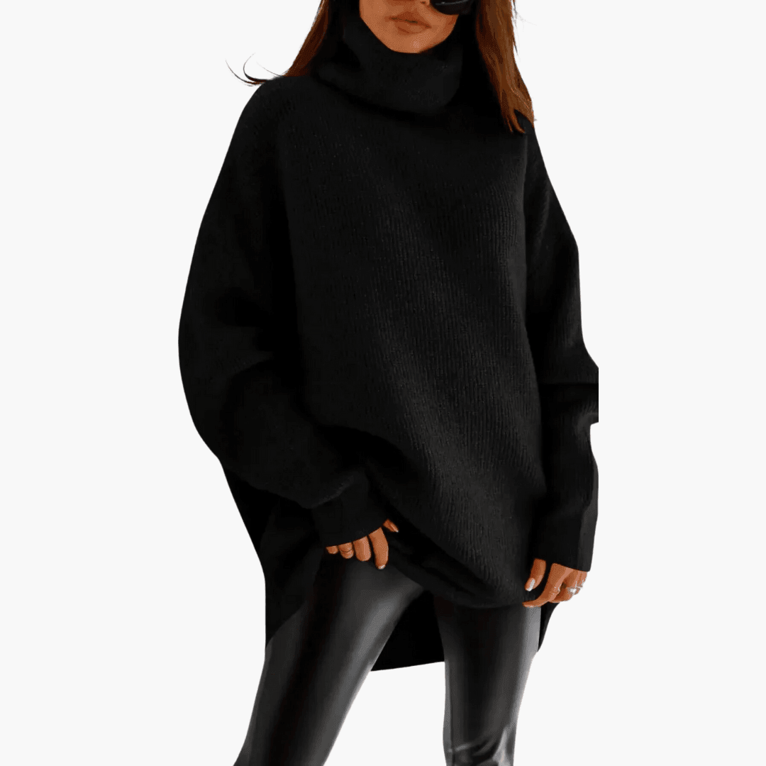 Women's Oversized Jumper with Longline Silhouette and Long Sleeves