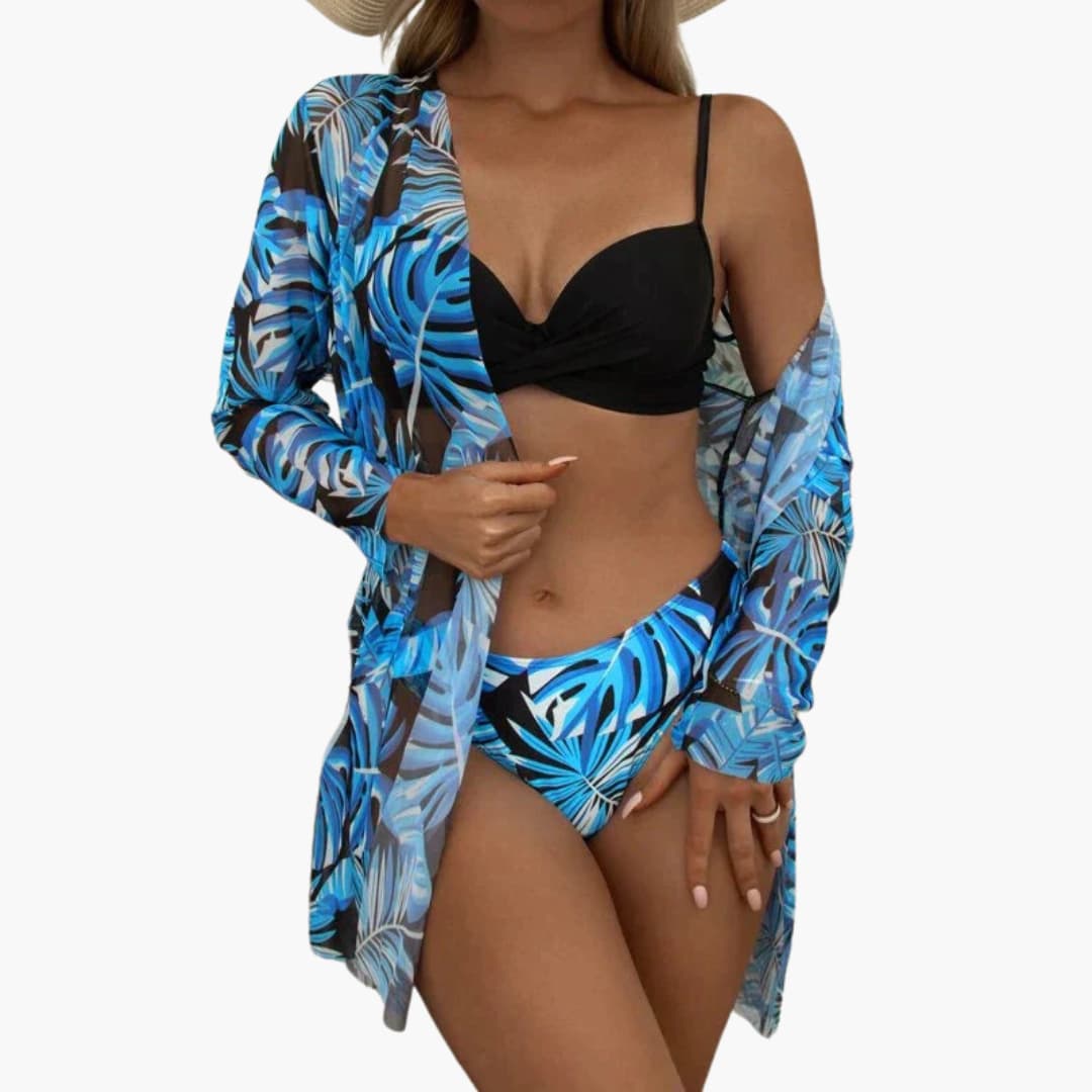 Women’s Bikini Set with Sarong and Integrated Shaping Panel