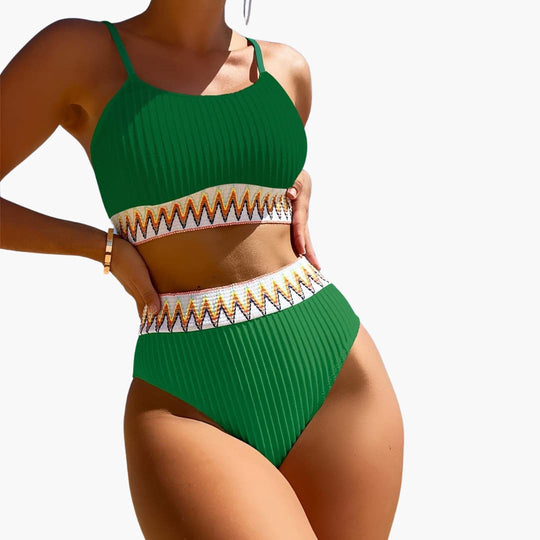 Women’s Bikini Set with Wide Straps and High-Waisted Bottoms