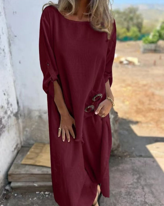 Women's Linen Blend Set with Relaxed Fit and Practical Pockets