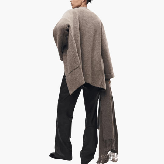 Button-Up Cardigan for Women – Cozy Knit with Matching Scarf - Made by Jessica