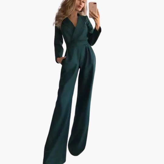 Women’s Jumpsuit with Long Sleeves and Wide-Leg Trousers