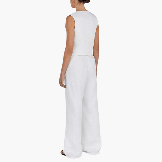 Women’s V-Neck Vest and Wide-Leg Trousers Set
