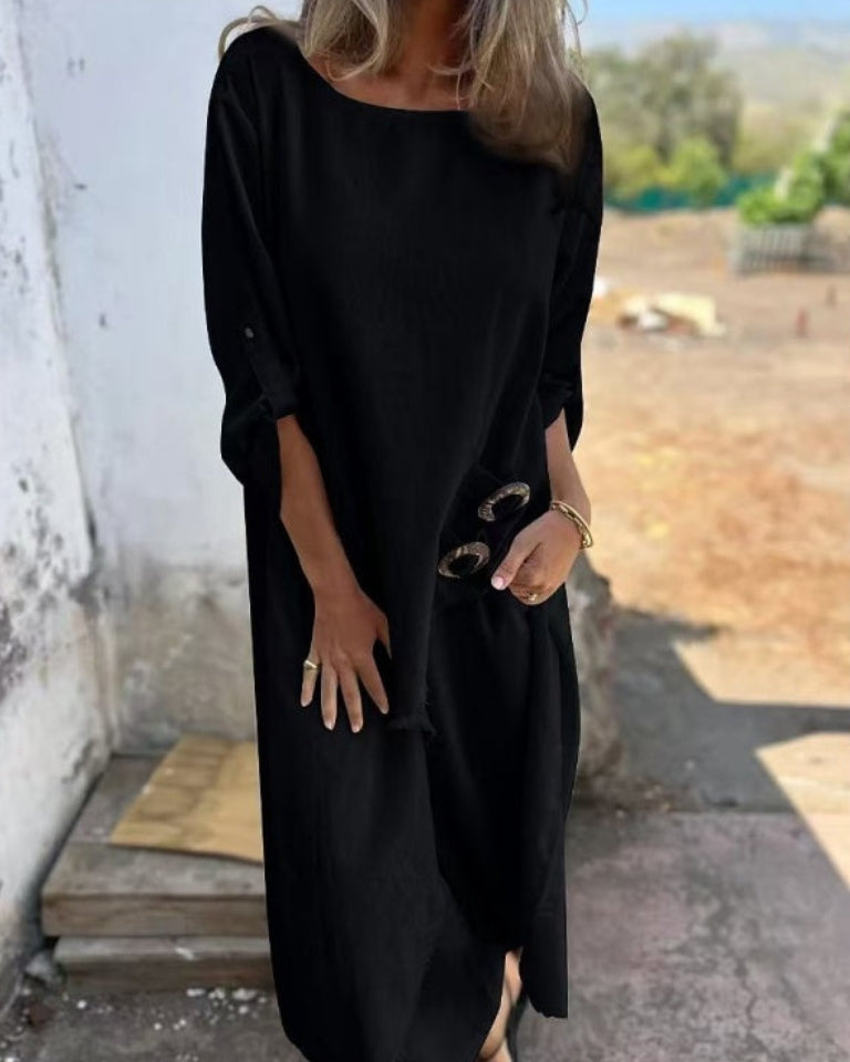 Women's Linen Blend Set with Relaxed Fit and Practical Pockets