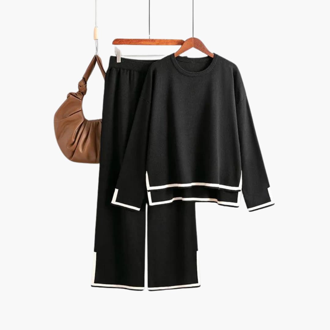 Women’s Two-Piece Set with Long-Sleeve Top and Matching Trousers