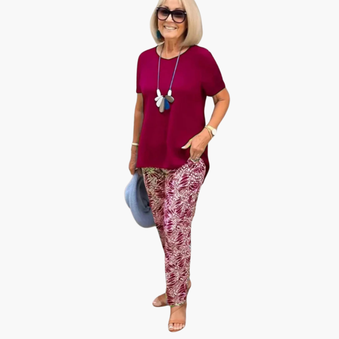 Women’s Two Piece Set with Printed Trousers