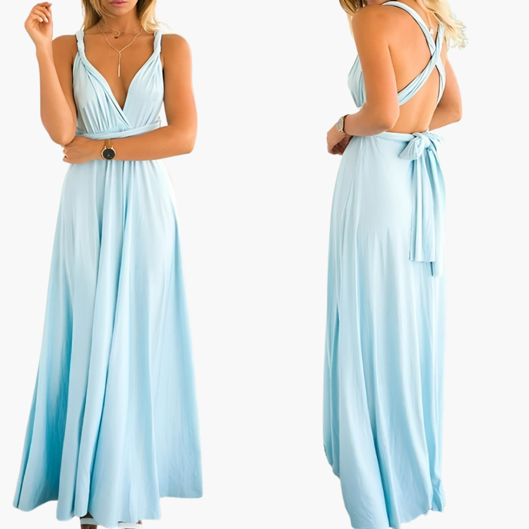 Women's Maxi Dress with Cross Back Detail and Tie Fastening