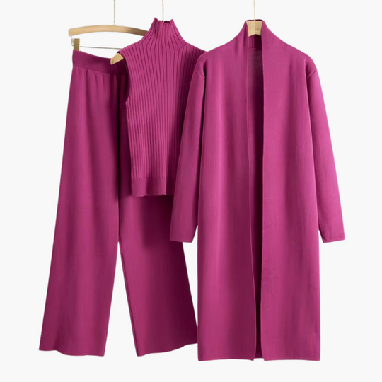 Women’s Knit Three-Piece Set with Cardigan