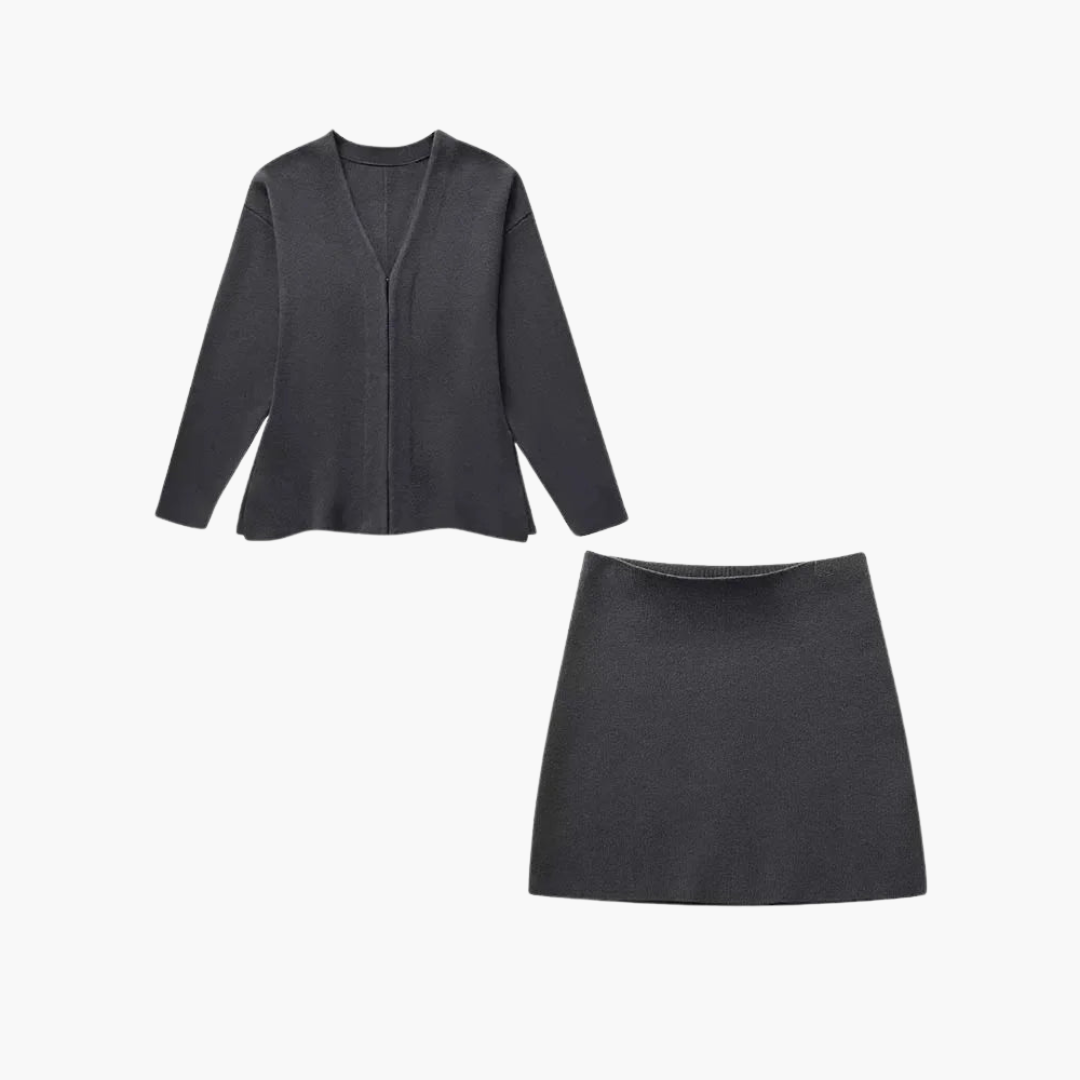 Women’s Two-Piece Set with Knit Skirt and Top
