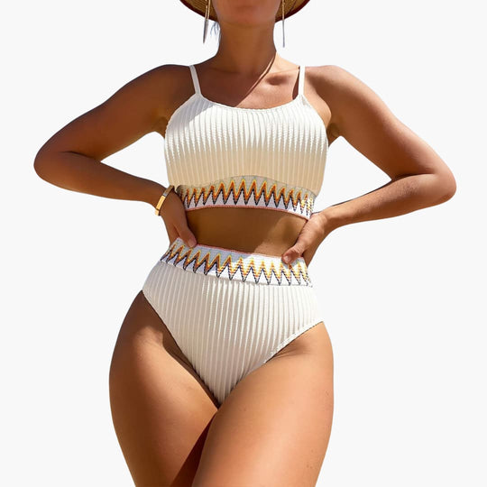 Women’s Bikini Set with Wide Straps and High-Waisted Bottoms