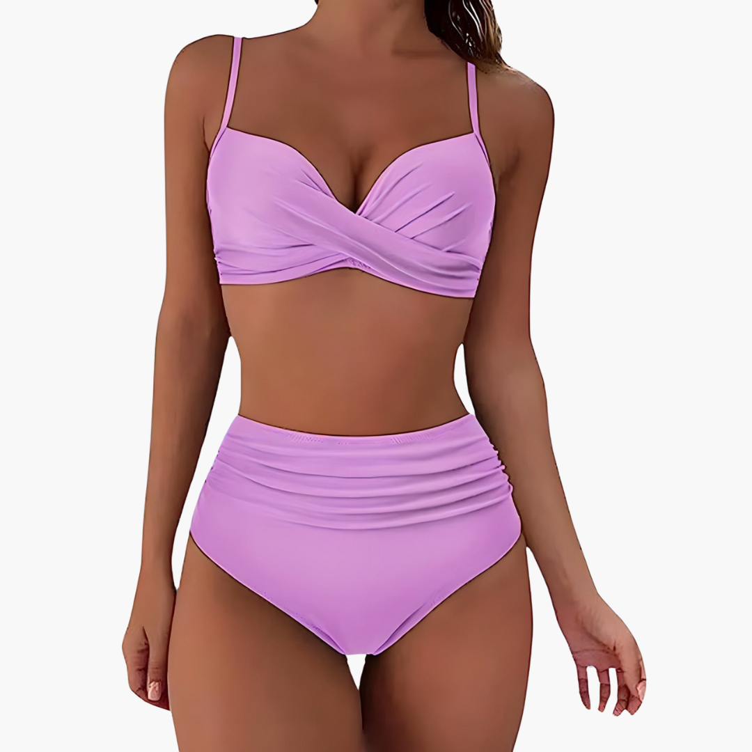 Women’s Bikini Set with Triangle Top and High-Waisted Bottoms