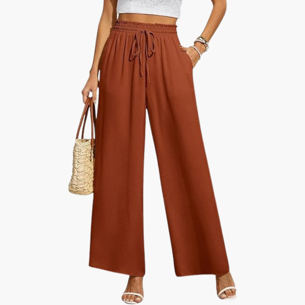 Women's Wide-Leg Trousers with Adjustable Drawstring Waistband
