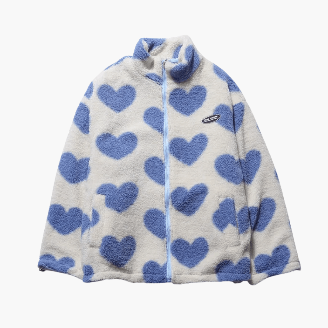 Women’s Reversible Sherpa Jacket with Heart Print