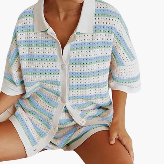 Women’s Two-Piece Summer Set with Crochet Detail