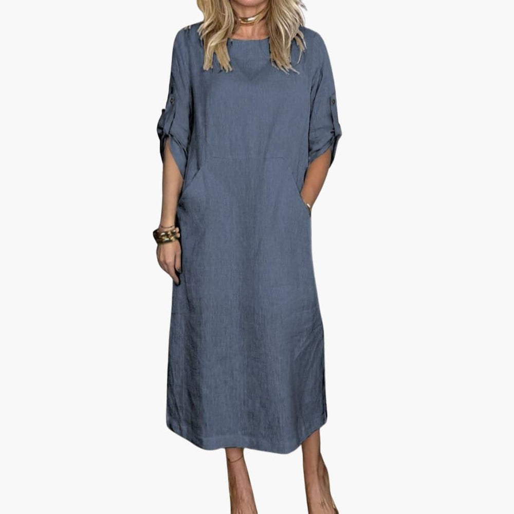 Women's Shift Dress with V-Neck and Pockets for Casual Summer Wear