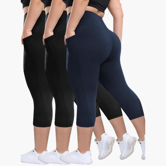Women’s High-Waisted Capri Trousers with Pockets