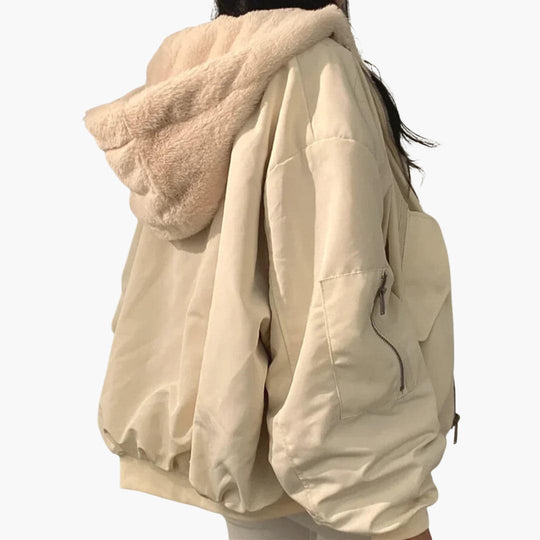 Women’s Reversible Jacket with Balloon Sleeves and Dual Surfaces