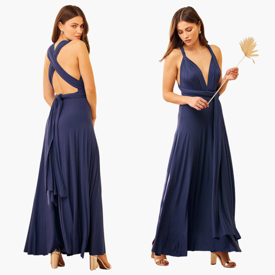 Women's Maxi Dress with Cross Back Detail and Tie Fastening