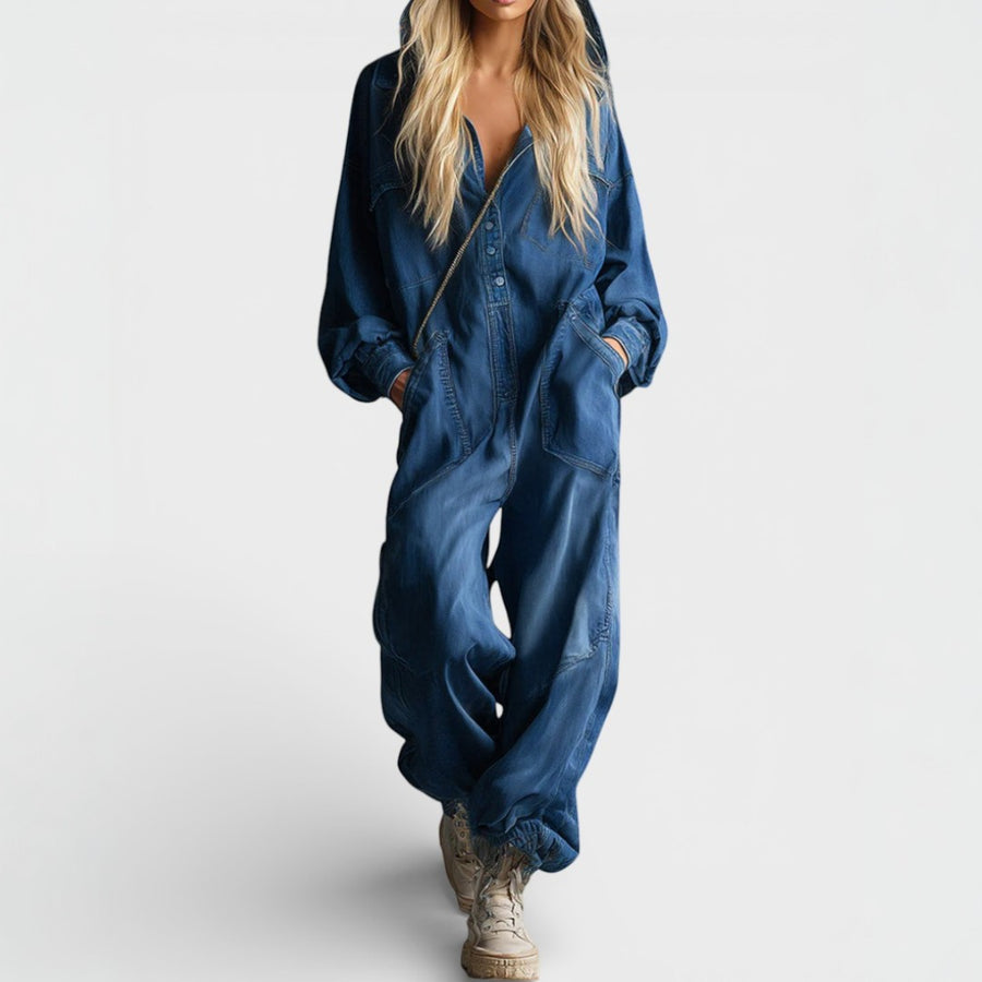 Women's Jumpsuit with Hood and Functional Pocketsv