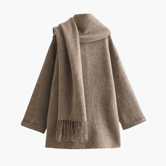 Button-Up Cardigan for Women – Cozy Knit with Matching Scarf - Made by Jessica
