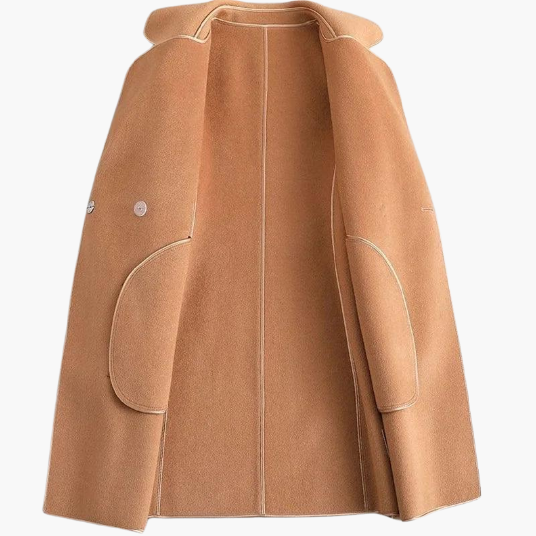 Women’s Double - Breasted Trench Coat with Wool - Blend Wrap and Tailored Fit