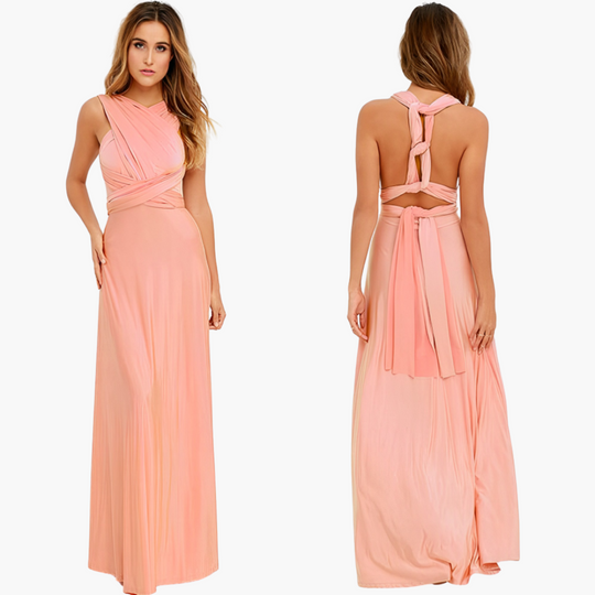 Women's Maxi Dress with Cross Back Detail and Tie Fastening