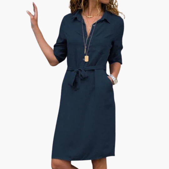 Women’s Shirt Dress with Belt and Pockets
