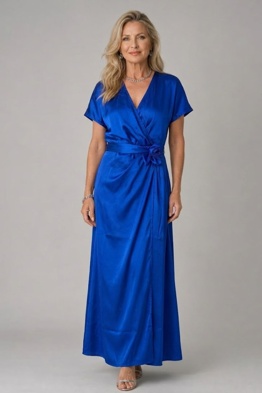 Mirque | Short Sleeve Wrap Front Maxi Dress