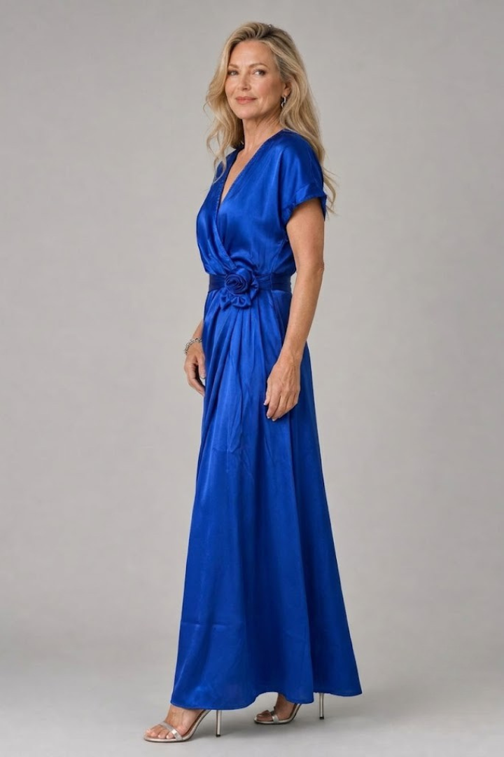 Mirque | Short Sleeve Wrap Front Maxi Dress