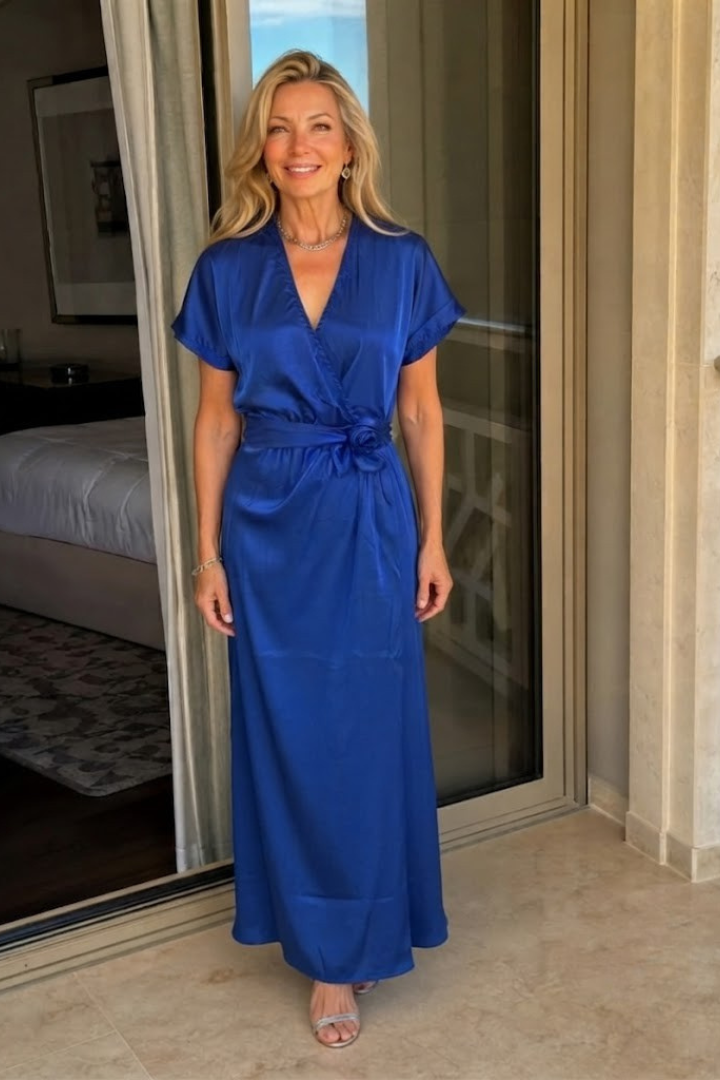 Mirque | Short Sleeve Wrap Front Maxi Dress