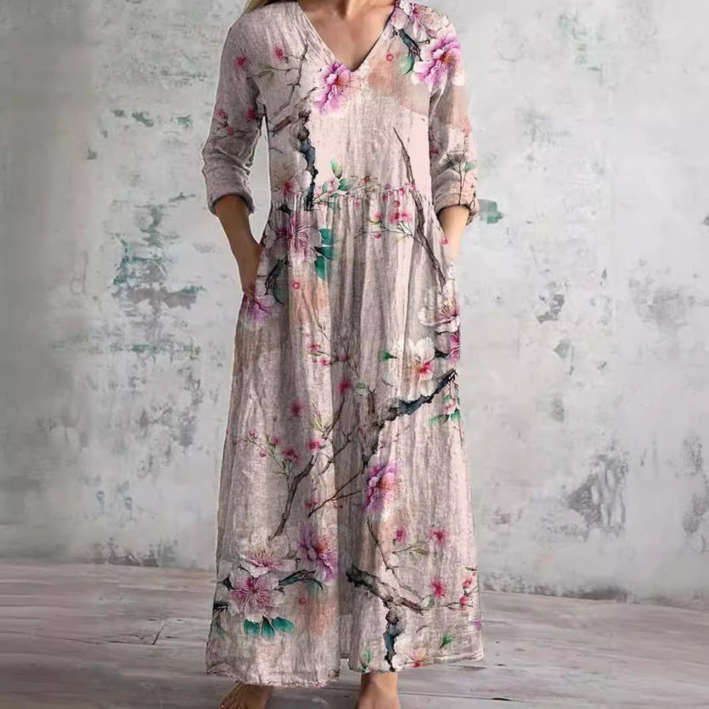 Floral V-Neck Summer Dress Women – Lightweight Day Dress