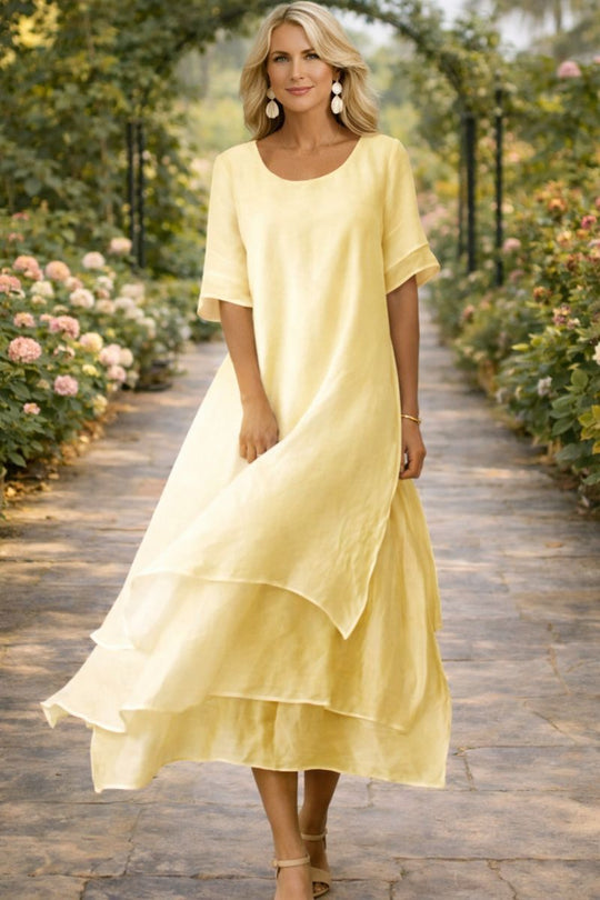 Women's Dress with Open Neckline and Flattering Cut