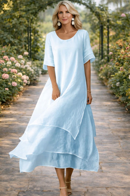 Women's Dress with Open Neckline and Flattering Cut
