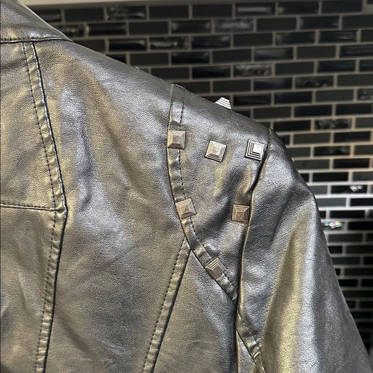 Women's Asymmetric Zip Biker Jacket with Stand Collar