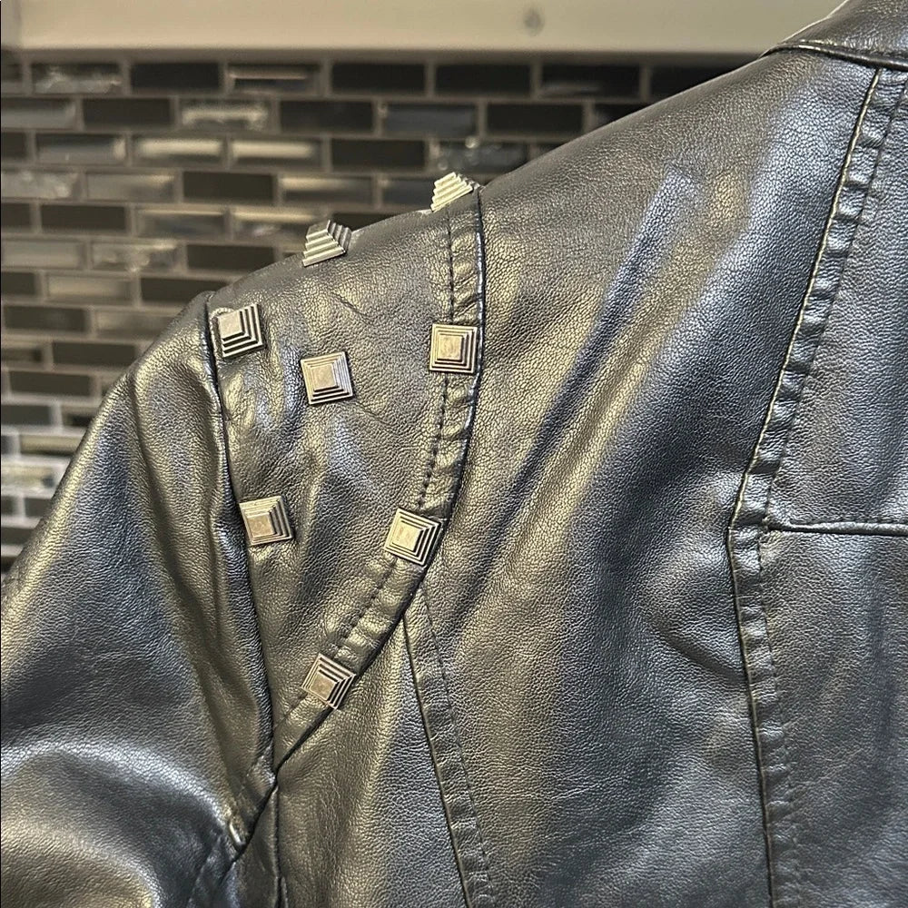 Women's Asymmetric Zip Biker Jacket with Stand Collar