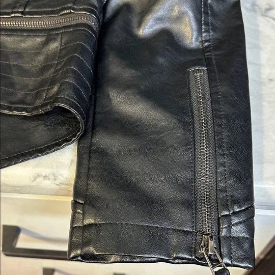 Women's Asymmetric Zip Biker Jacket with Stand Collar