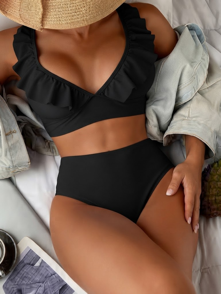 Women’s Bikini Set with Adjustable Straps and Mid-Rise Bottoms