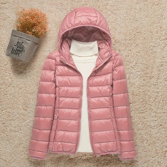 Women's Lightweight Quilted Jacket with Hood for Travel